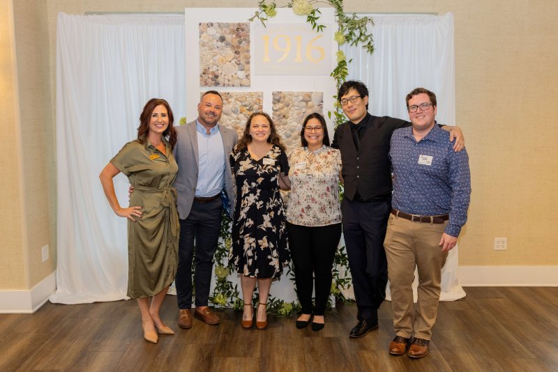 Beebe Healthcare Graduate Medical Education program members in attendance at the 1916 Leadership Giving Club celebration are (l-r) Katie Johnson, DO; Doug McDonald; Tanya Ray; Sofia Perez Delgado, DO; William Kang, DO; and Harrison Eckert, DO. SUBMITTED PHOTOS